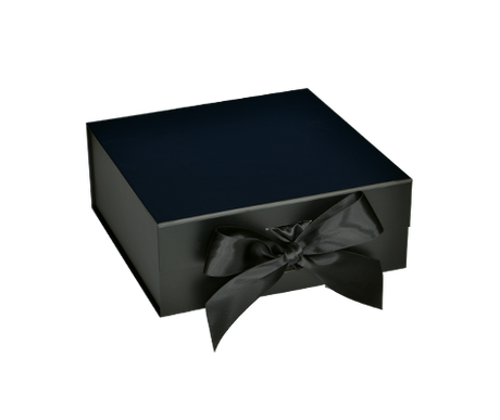 Matte Black - Magnetic Ribbon Tie Gift Box - 6 x 6 x 2-3/4"