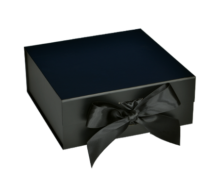 Matte Black - Magnetic Ribbon Tie Gift Box - 8 x 8 x 3-1/8"
