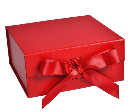 Matte Red - Magnetic Ribbon Tie Gift Box - 10 x 10 x 4-1/2"