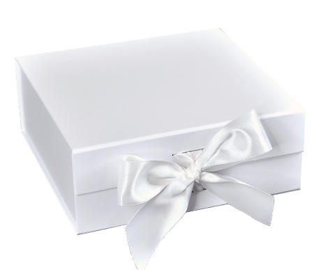 Matte White - Magnetic Ribbon Tie Gift Box - 10 x 10 x 4-1/2"
