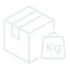 Outline of a cardboard box with a hanging kilogram weight tag.
