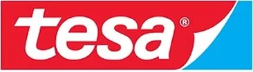 Tesa logo with red background, white text, and a blue corner.